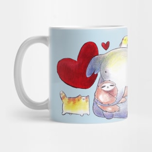 Cockatiel Elephant and Cat Love Mug